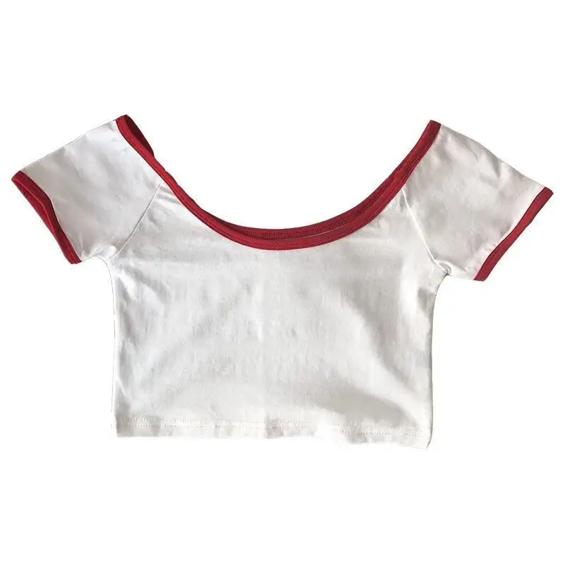 Women's Crossbody T-shirt High Waist Short Sleeve Navel Exposed - Image 2