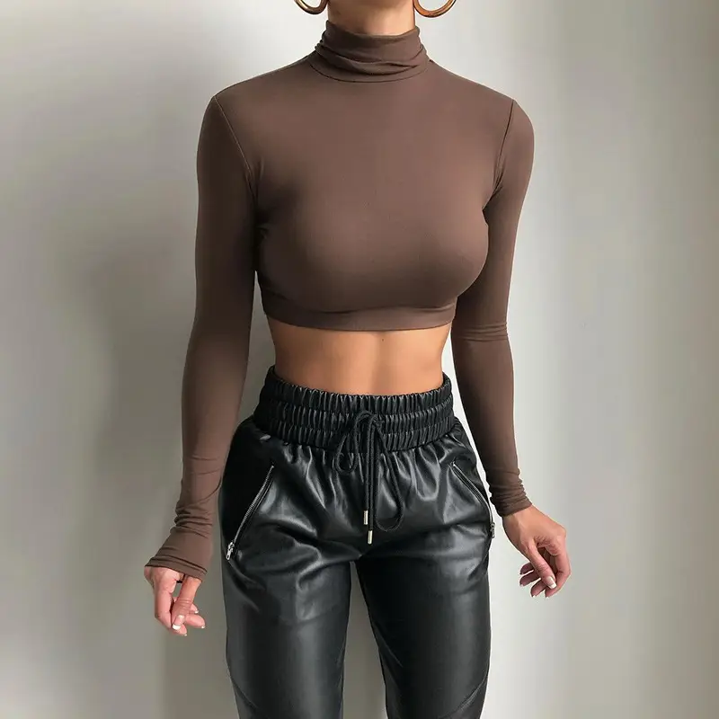 2025 Women's Long Sleeve High Collar Top with Navel Bottom — feature 4