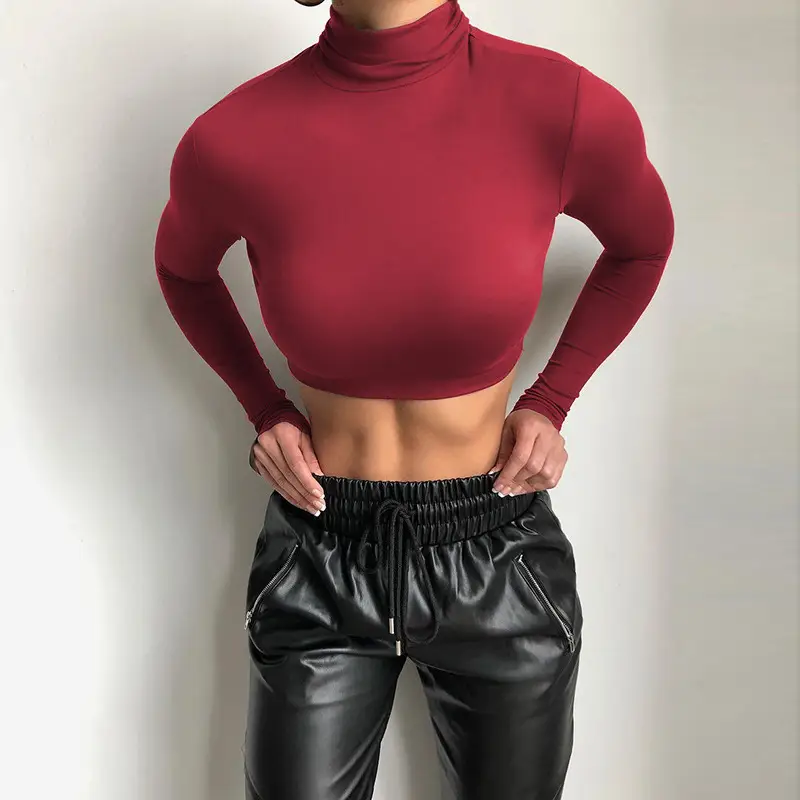 2025 Women's Long Sleeve High Collar Top with Navel Bottom — feature 15