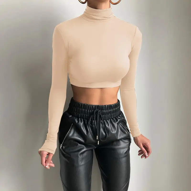 2025 Women's Long Sleeve High Collar Top with Navel Bottom — feature 10