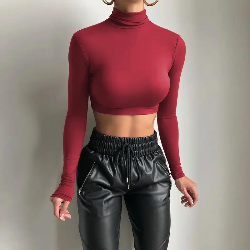 2025 Women's Long Sleeve High Collar Top with Navel Bottom — feature 13