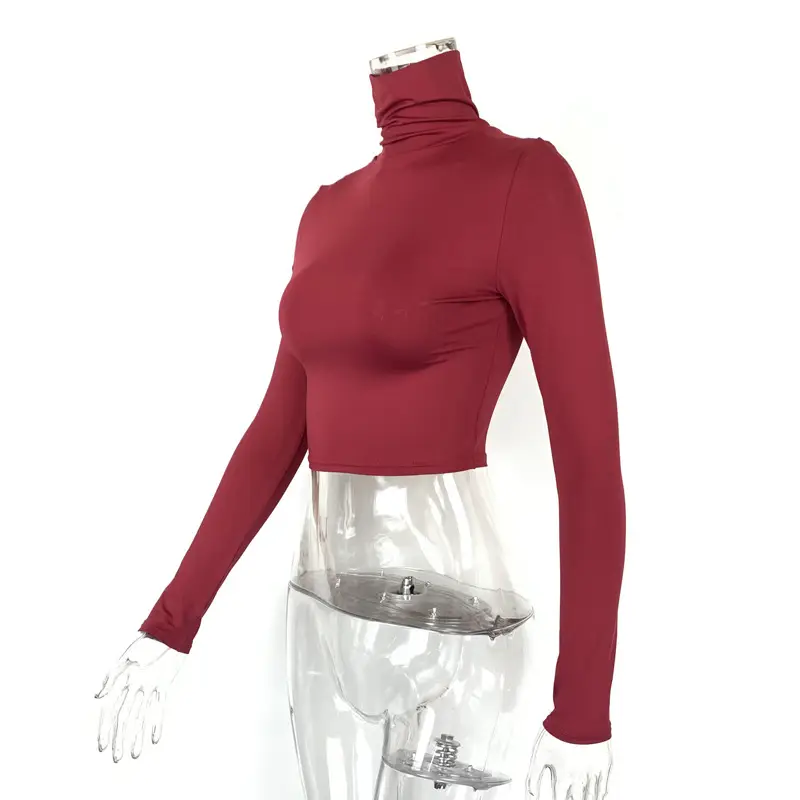 2025 Women's Long Sleeve High Collar Top with Navel Bottom — feature 22