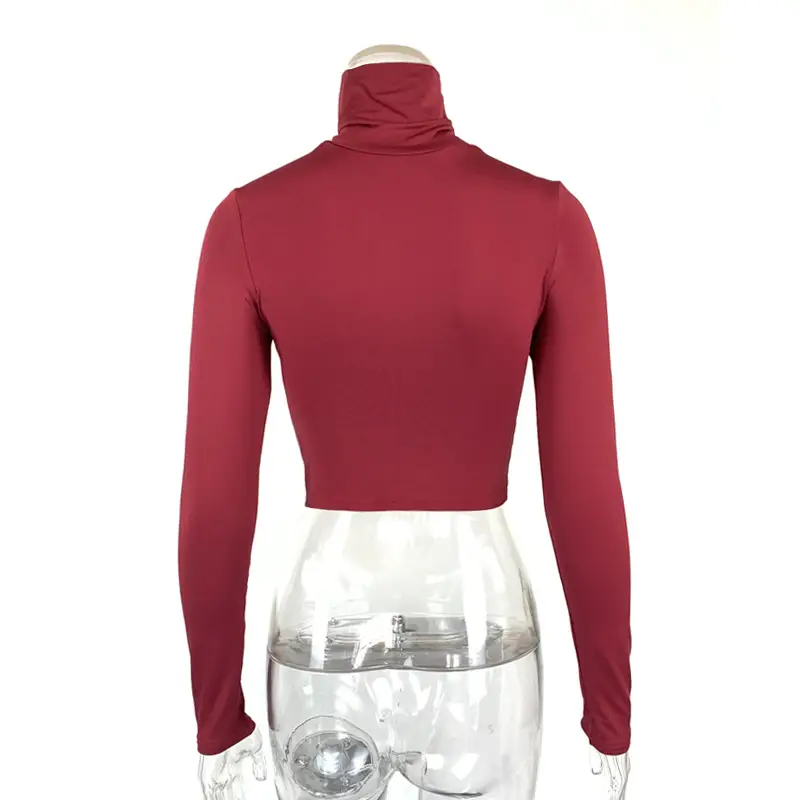 2025 Women's Long Sleeve High Collar Top with Navel Bottom — feature 23