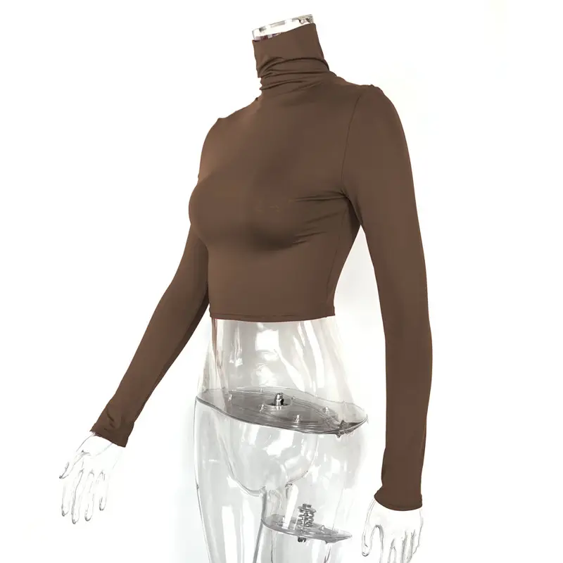 2025 Women's Long Sleeve High Collar Top with Navel Bottom — feature 27