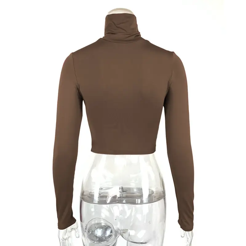 2025 Women's Long Sleeve High Collar Top with Navel Bottom — feature 28