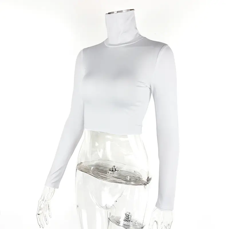 2025 Women's Long Sleeve High Collar Top with Navel Bottom — feature 30