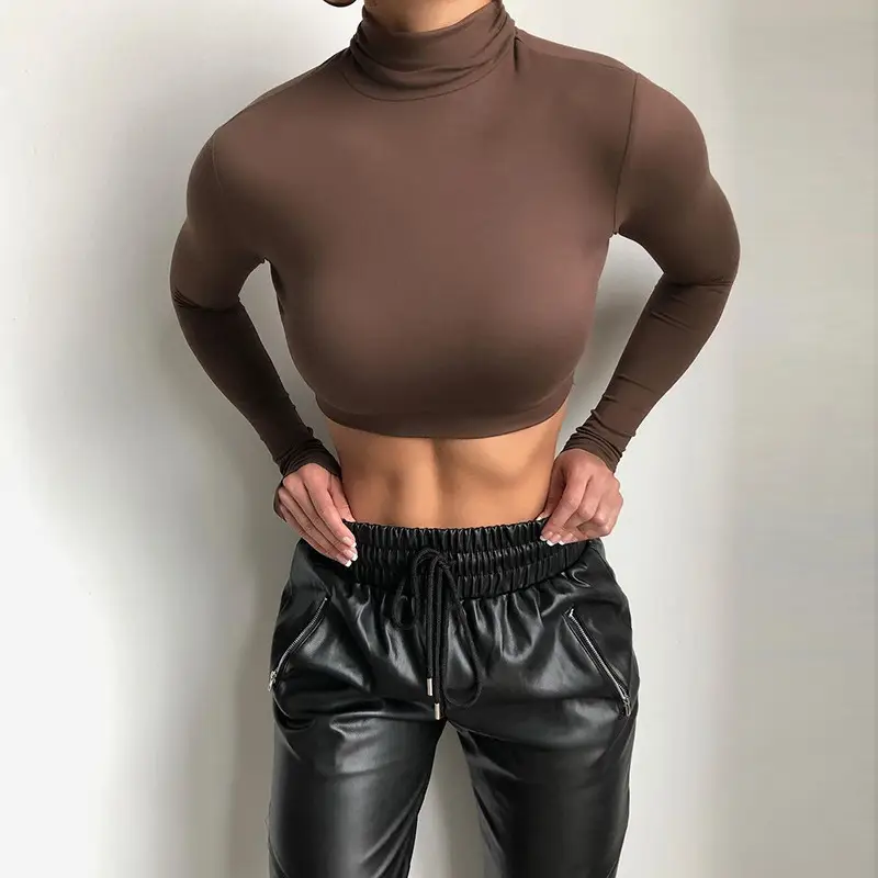 2025 Women's Long Sleeve High Collar Top with Navel Bottom — feature 5