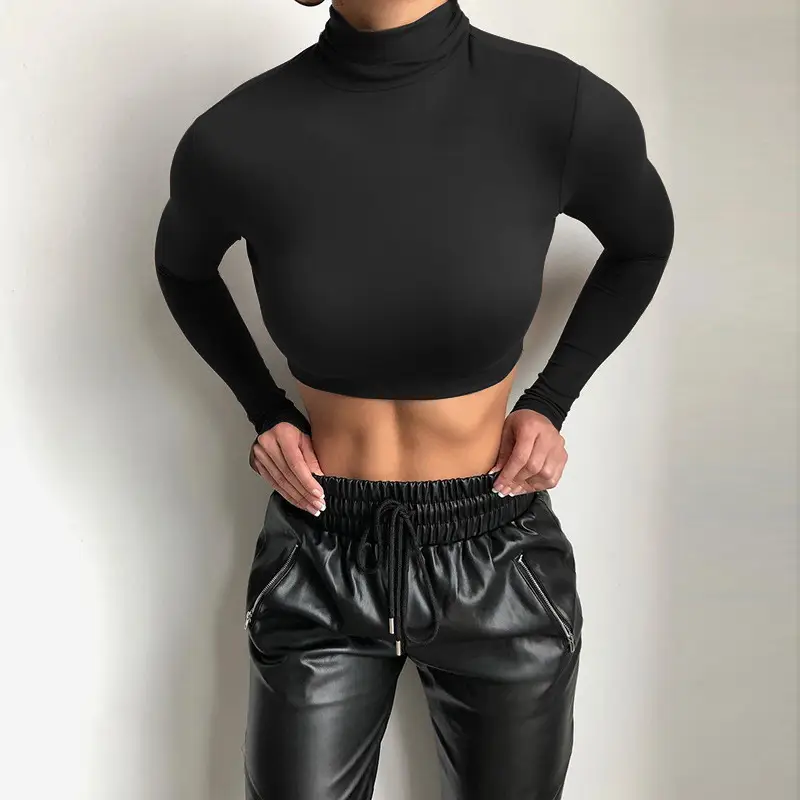 2025 Women's Long Sleeve High Collar Top with Navel Bottom — feature 6
