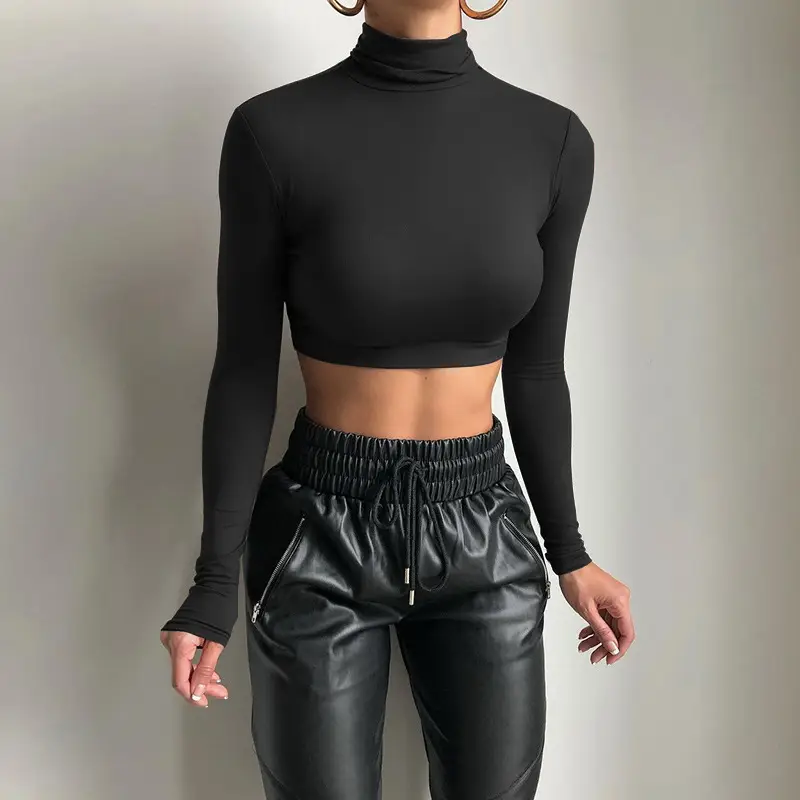 2025 Women's Long Sleeve High Collar Top with Navel Bottom — feature 7