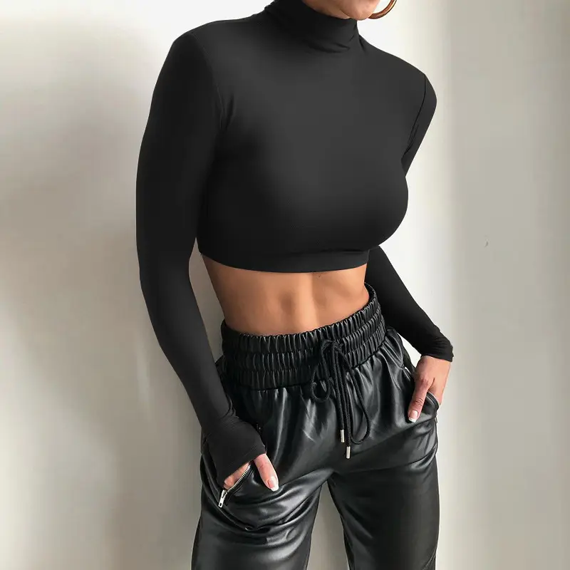 2025 Women's Long Sleeve High Collar Top with Navel Bottom — feature 8