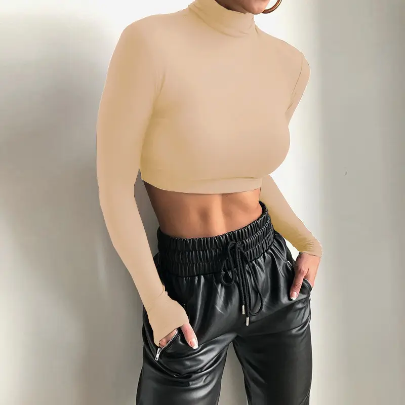 2025 Women's Long Sleeve High Collar Top with Navel Bottom — feature 9