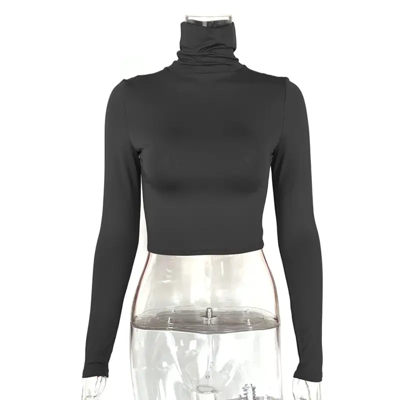 2025 Women's Long Sleeve High Collar Top with Navel Bottom — feature 24