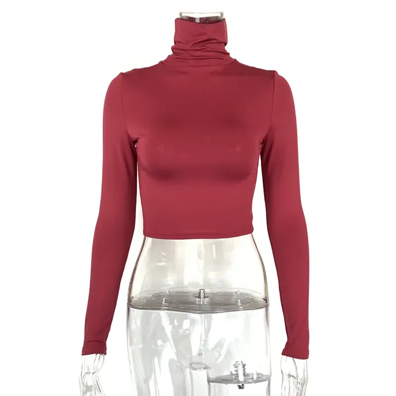 2025 Women's Long Sleeve High Collar Top with Navel Bottom — feature 21