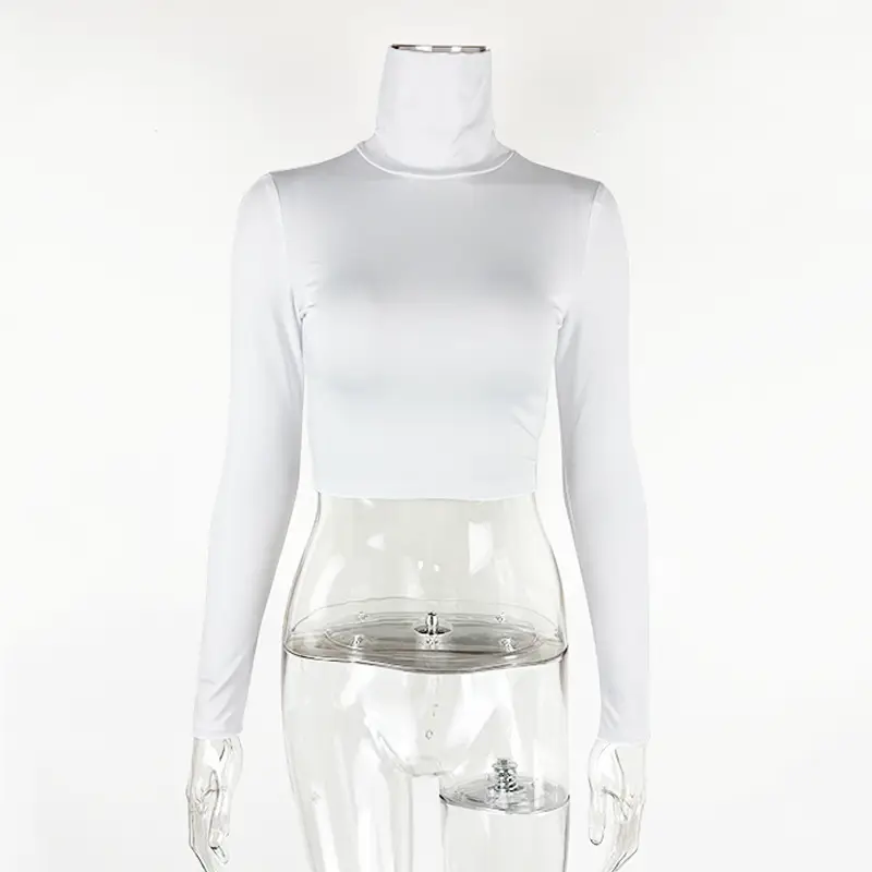2025 Women's Long Sleeve High Collar Top with Navel Bottom - Image 4