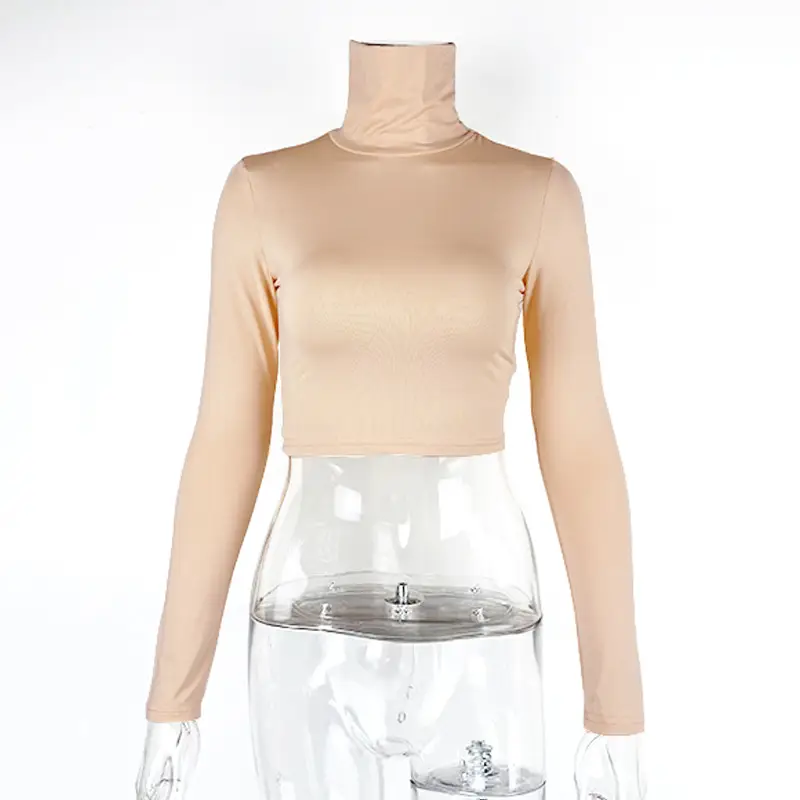 2025 Women's Long Sleeve High Collar Top with Navel Bottom - Image 5
