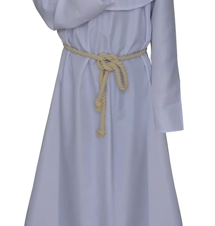 White Medieval Monk Robe with Cross Hooded Design — feature 5