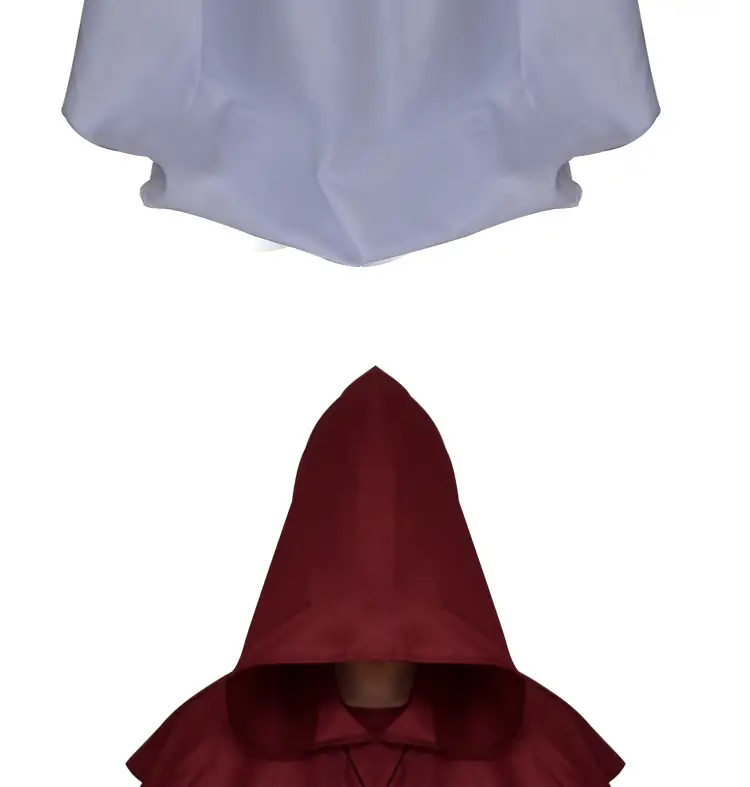 White Medieval Monk Robe with Cross Hooded Design — feature 6