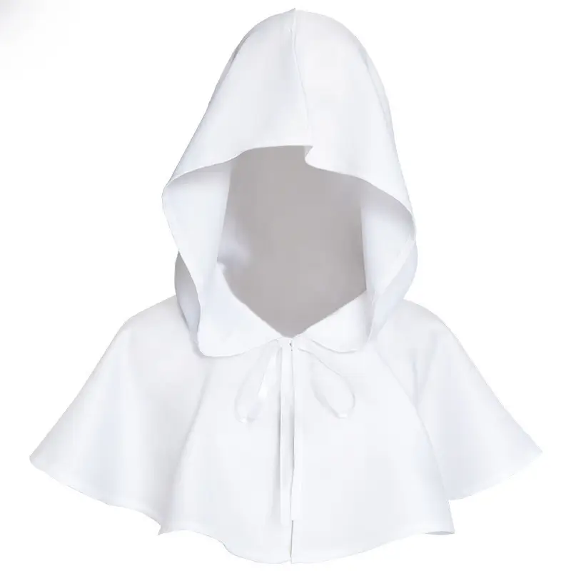 White Medieval Monk Robe with Cross Hooded Design