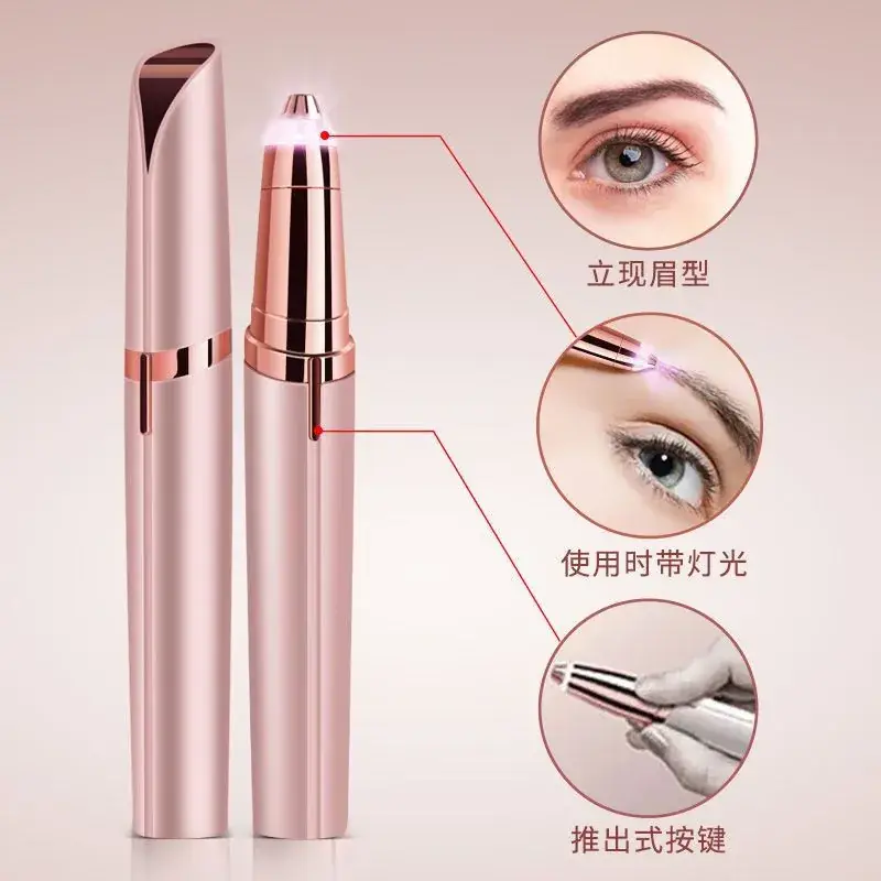 USB Rechargeable Pink Eyebrow Trimmer for Women - Image 10