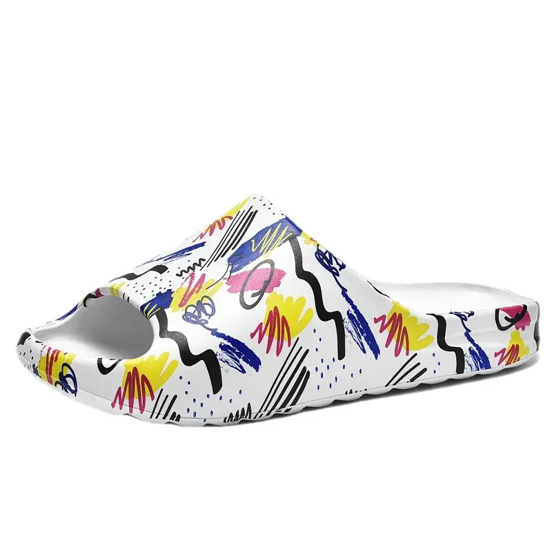 Fujian Men's Colorful Abstract Flip Flops