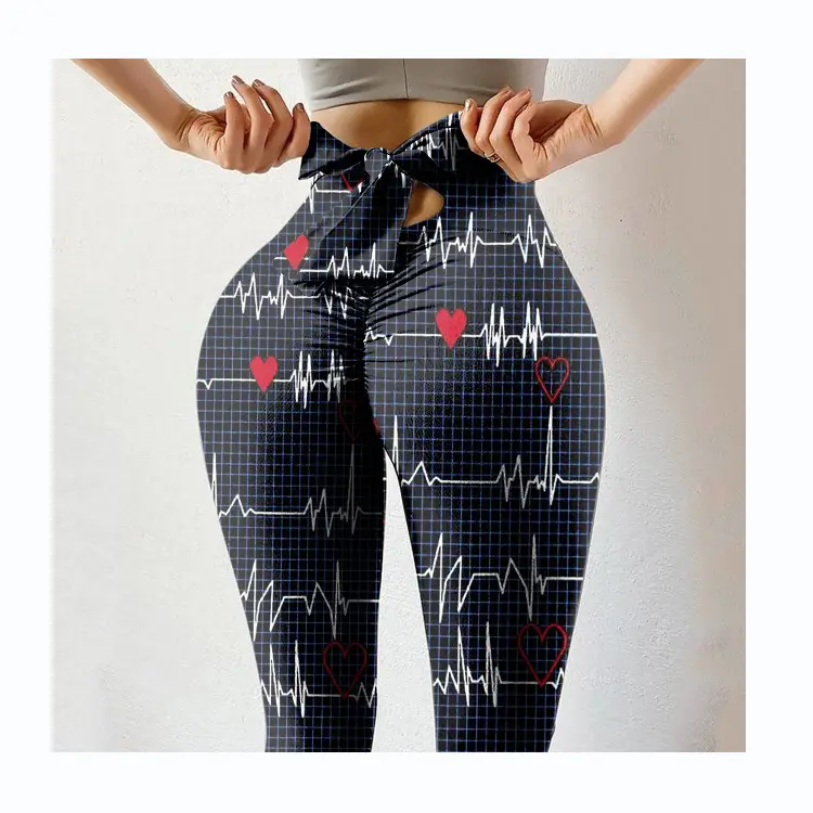 2022 Women's Purple Printed Hip-Lift Leggings - Image 2