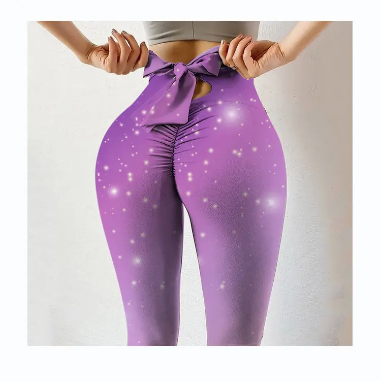 2022 Women's Purple Printed Hip-Lift Leggings - Image 22