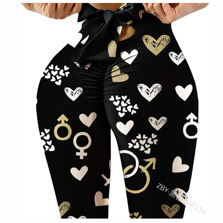 2022 Women's Purple Printed Hip-Lift Leggings - Image 37