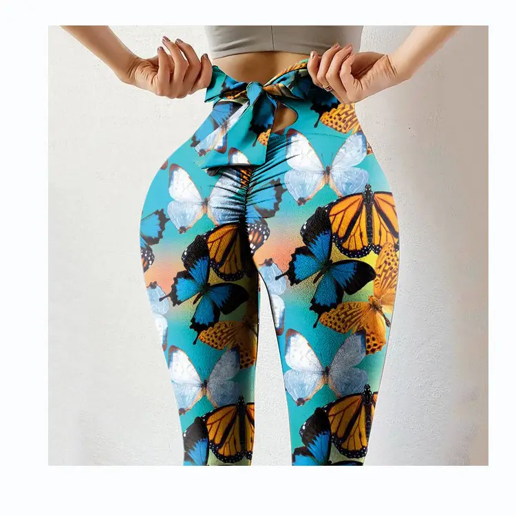 2022 Women's Purple Printed Hip-Lift Leggings - Image 5