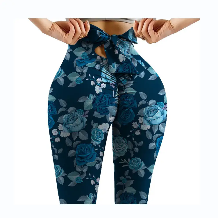 2022 Women's Purple Printed Hip-Lift Leggings - Image 9