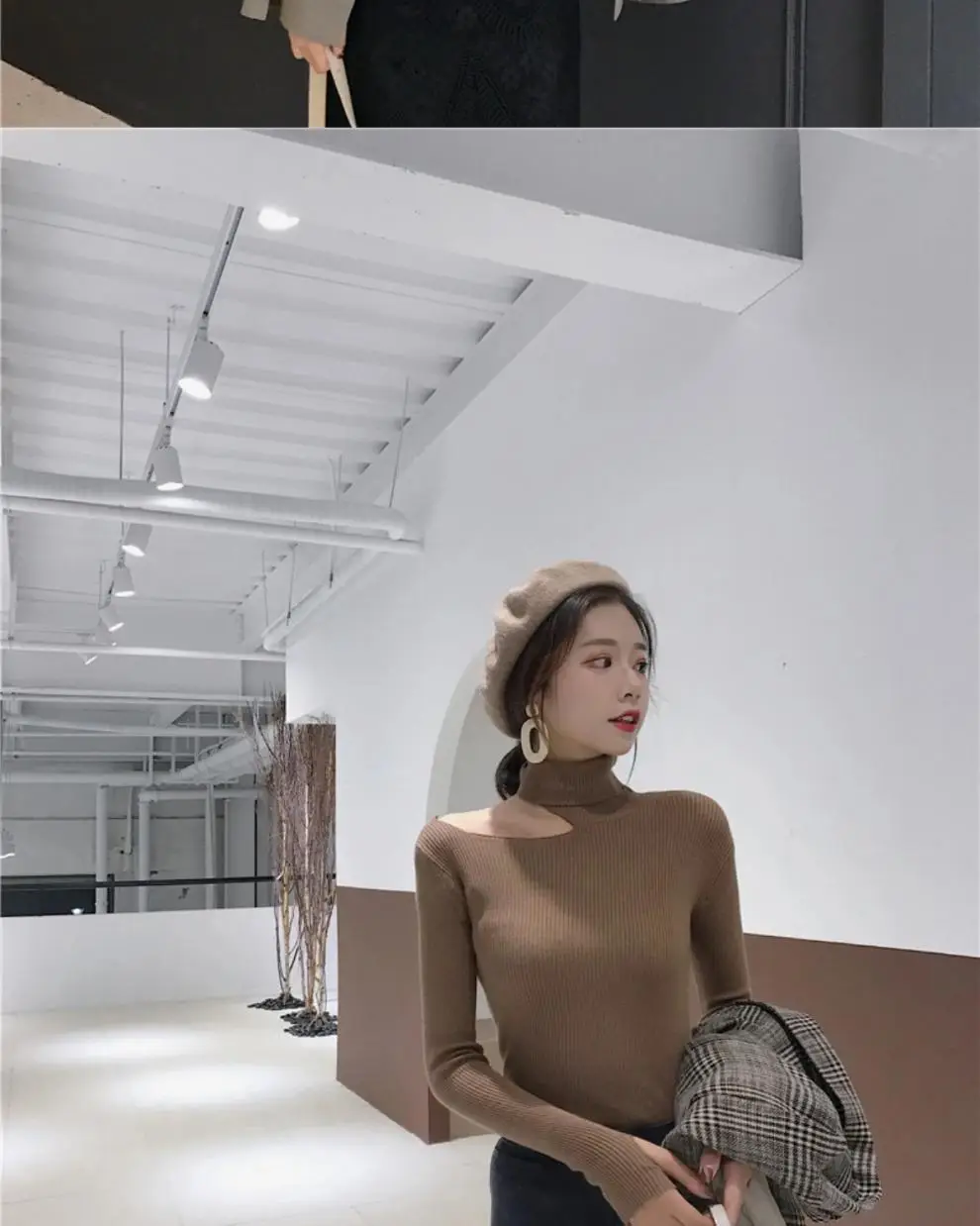 Black Slim Fit Korean Style Sweater Top for Women — feature 11