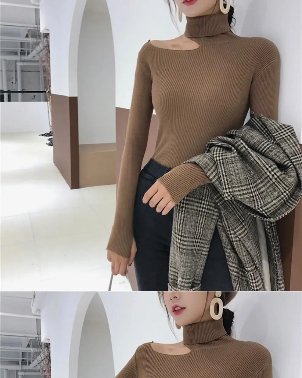 Black Slim Fit Korean Style Sweater Top for Women — feature 13