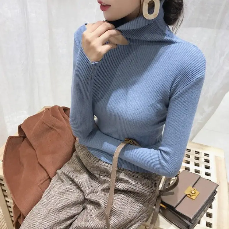 Black Slim Fit Korean Style Sweater Top for Women