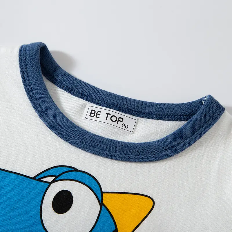 Blue Cartoon Dinosaur Boys T-Shirt Pure Cotton Long Sleeve