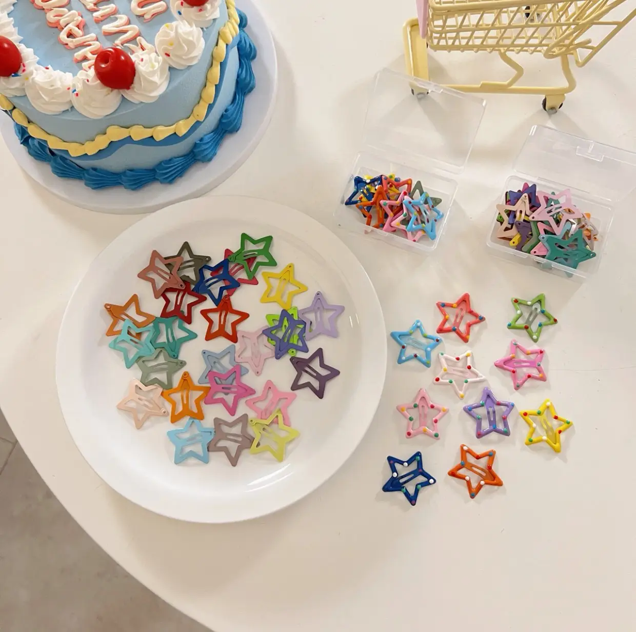Colorful Wave Dot Star Small Hairpin Women's Side Bangs Clip