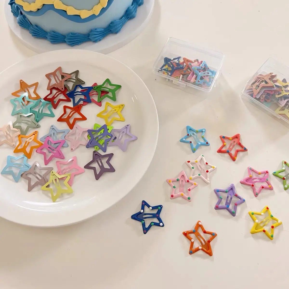 Colorful Wave Dot Star Small Hairpin Women's Side Bangs Clip