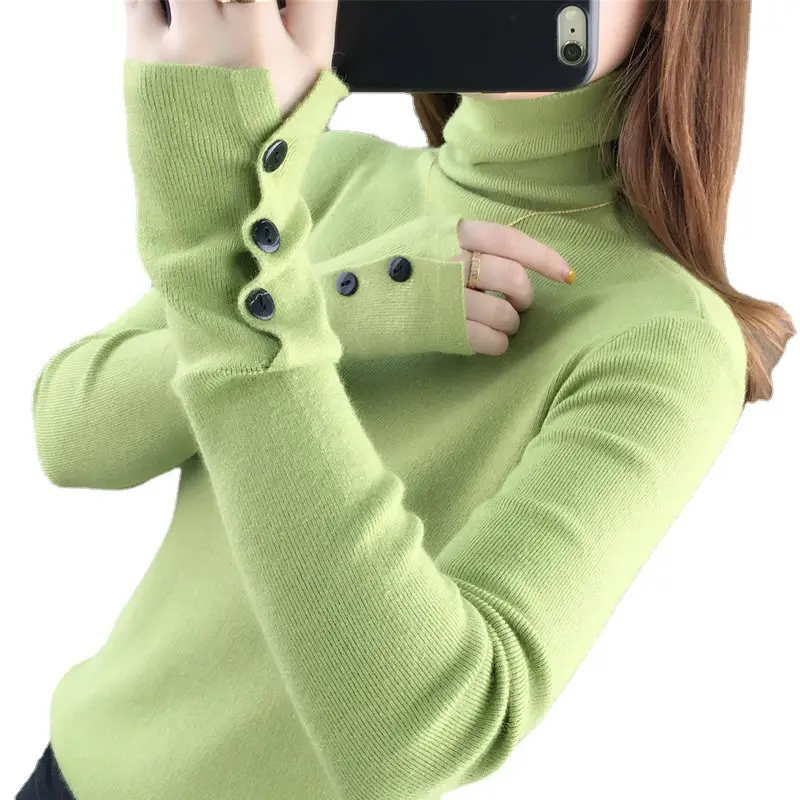 Black Slim Fit Long Sleeve Knitted Shirt for Women - Image 6