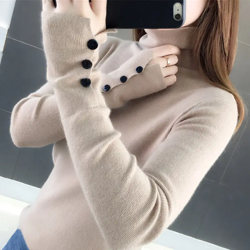 Black Slim Fit Long Sleeve Knitted Shirt for Women — feature 14