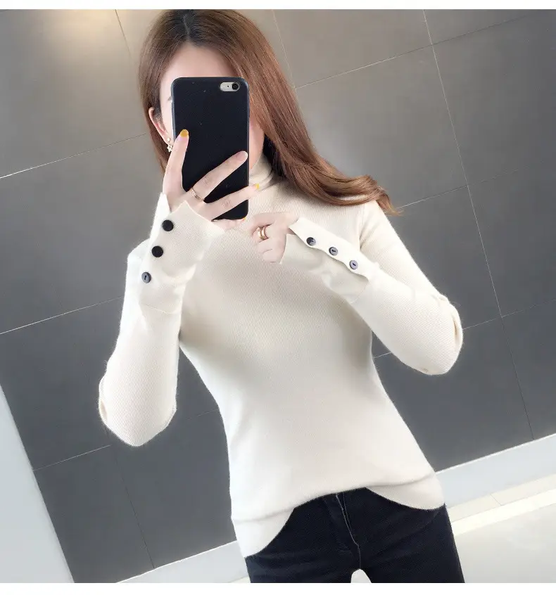 Black Slim Fit Long Sleeve Knitted Shirt for Women — feature 6