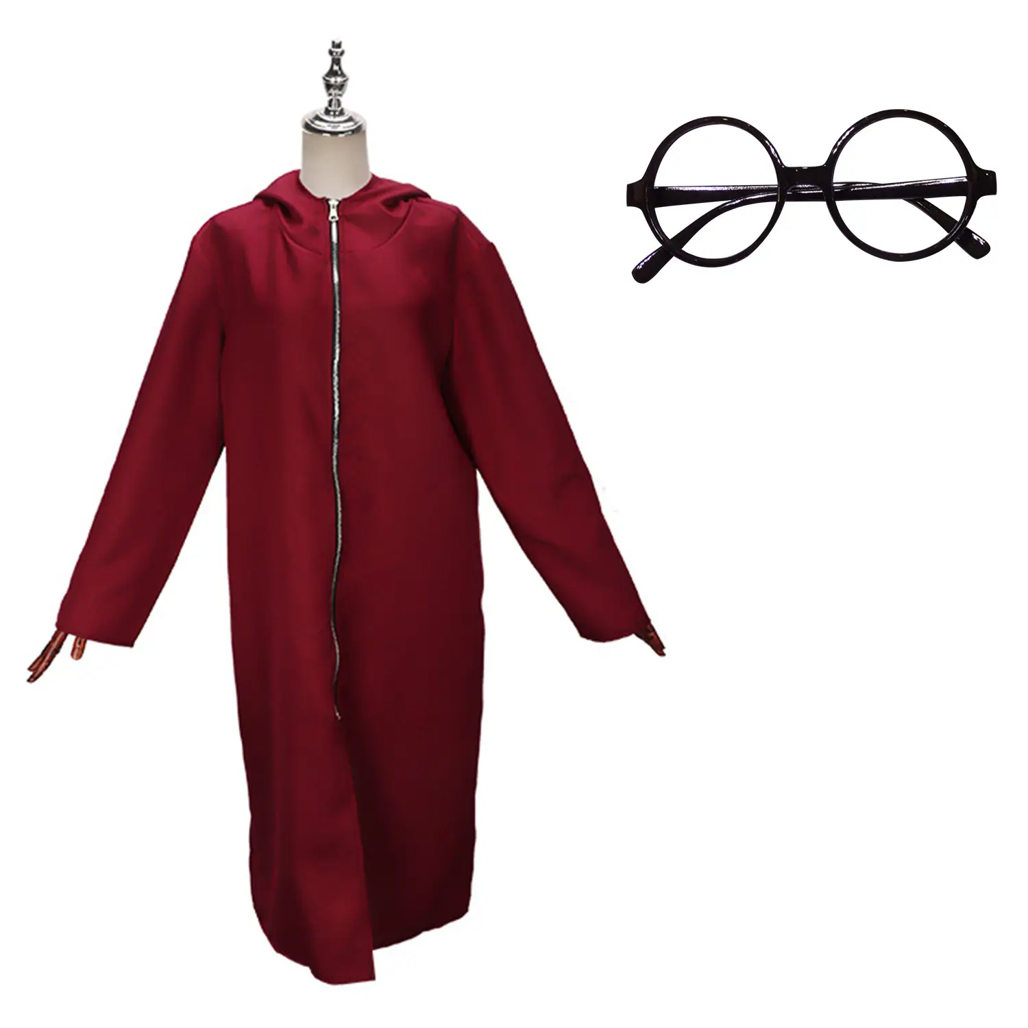 Maroon Immortal Cosplay Cape Coat Set for Girls - Image 5