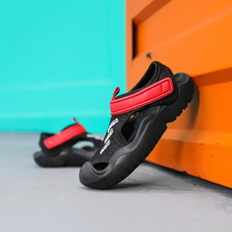 Black Casual Sandals for Men Women Kids Summer Beach Wear