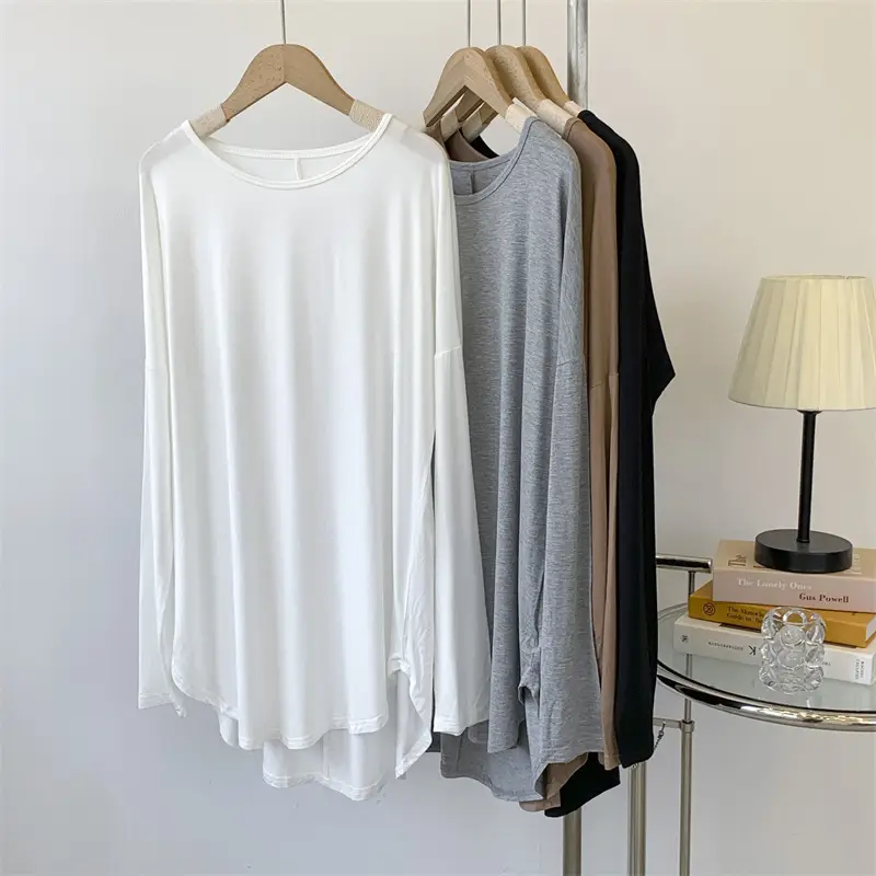 Women Grey Long Sleeve T-Shirt Dress Large - Image 6