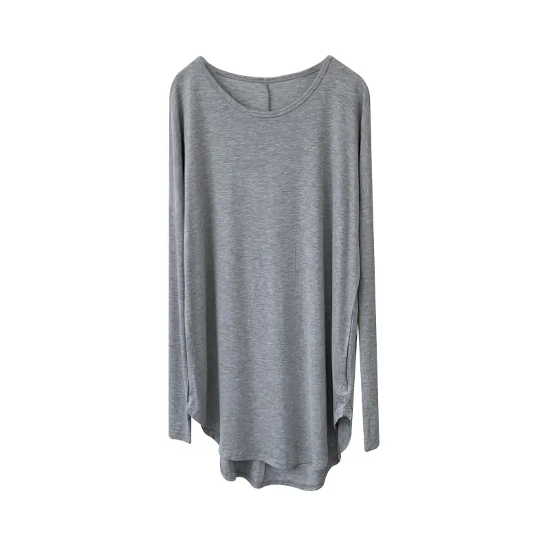 Women Grey Long Sleeve T-Shirt Dress Large - Image 9