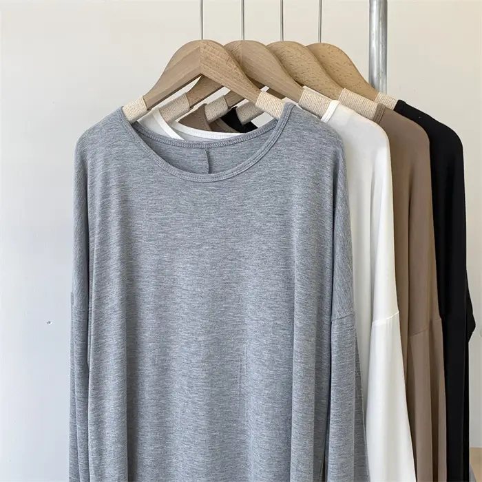 Women Grey Long Sleeve T-Shirt Dress Large — feature 12