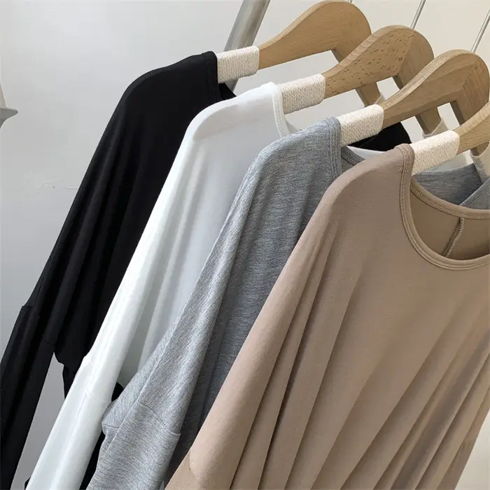 Women Grey Long Sleeve T-Shirt Dress Large — feature 14