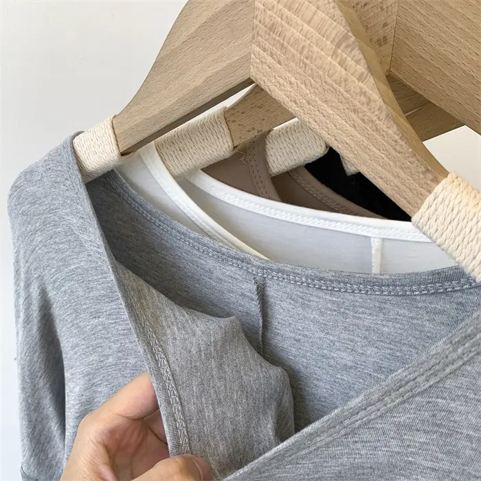Women Grey Long Sleeve T-Shirt Dress Large — feature 15