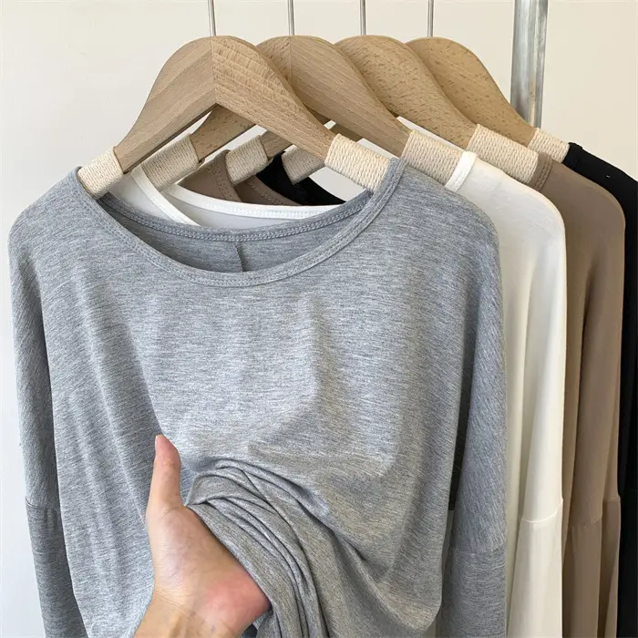 Women Grey Long Sleeve T-Shirt Dress Large — feature 16