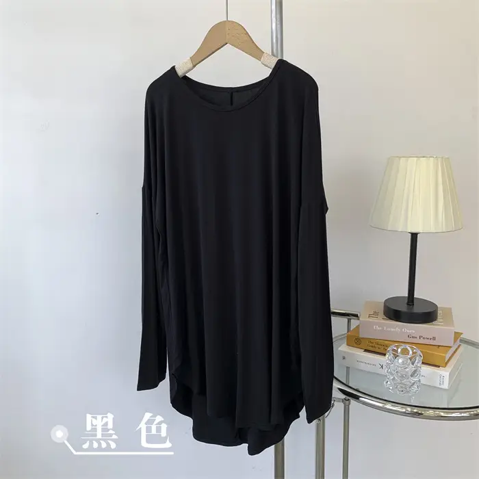 Women Grey Long Sleeve T-Shirt Dress Large — feature 21