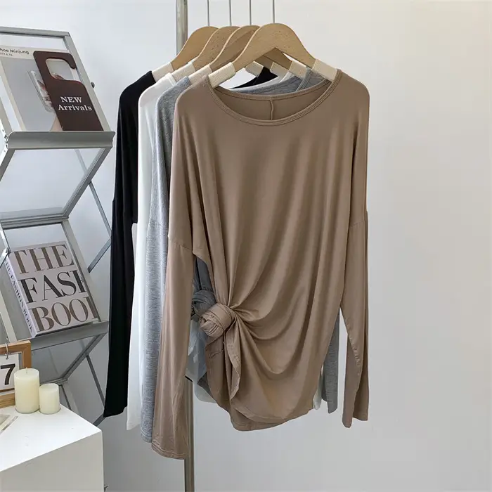 Women Grey Long Sleeve T-Shirt Dress Large — feature 6