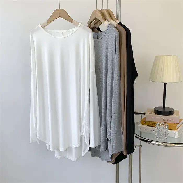 Women Grey Long Sleeve T-Shirt Dress Large — feature 8