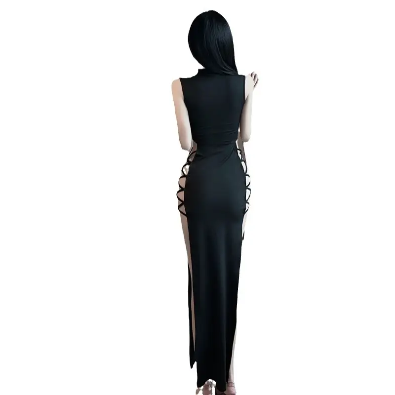 Black Strappy Slit Nightdress for Women 2026 - Image 5